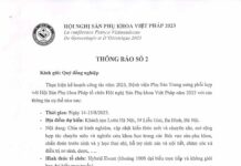 THÔNG BÁO Lần 2 Về : “ HỘI NGHỊ SẢN PHỤ KHOA VIỆT PHÁP 2023 tại Hà Nội, ngày 14/08/2023 – 15/08/2023”